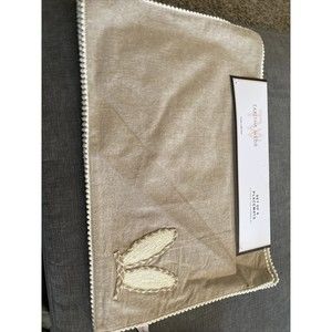 Tabitha Webb Anthropologie Easter Bunny Ears Embroidered Placemats Beige